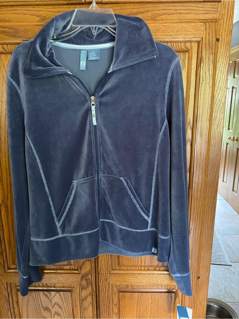 Velvet Zip-Up Jacket in Deep Navy